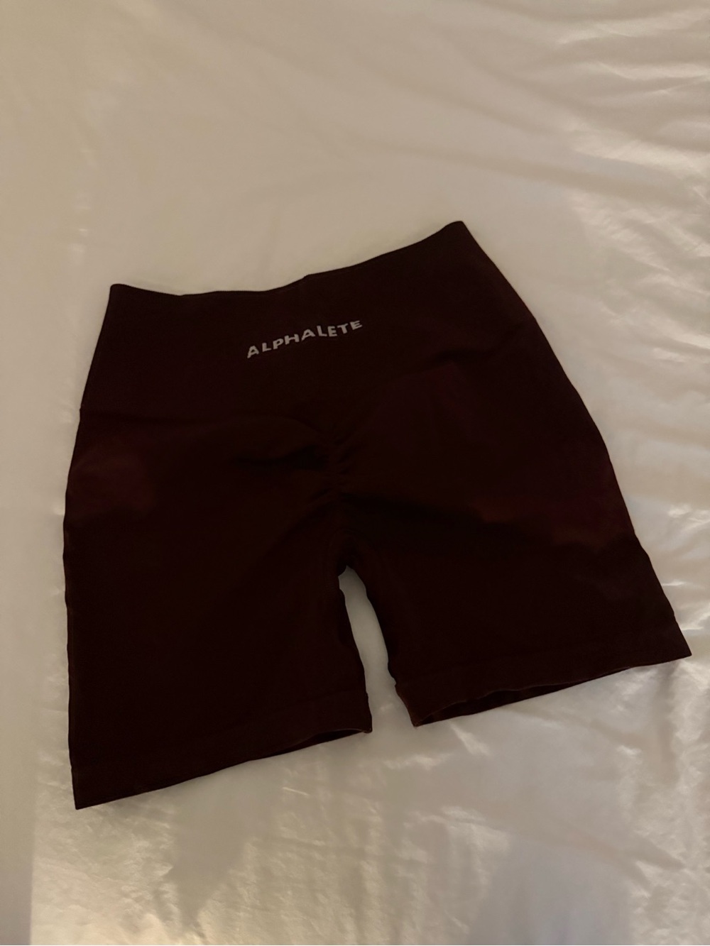 Alphalete Women's Amplify High-Rise Ruched Bike Shorts - Deep Burgundy